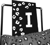 Leopard tekstbord met letter voornaam-leuk voor op een kinderkamer-letter I