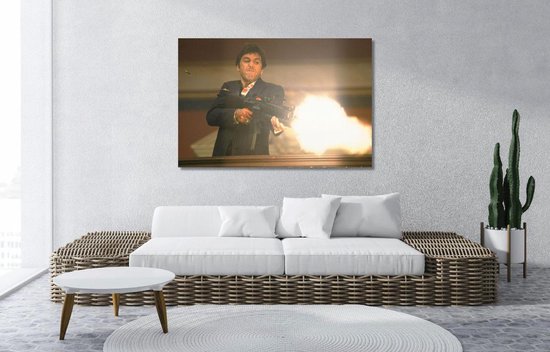✓ Scarface • Tony Montana Shooting 2 Canvas 90x60 cm • Foto print op Canvas  schilderij... | bol