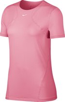 Nike W NP TOP SS ALL OVER MESH Dames Sportshirt - Magic Flamingo/White - Maat XS