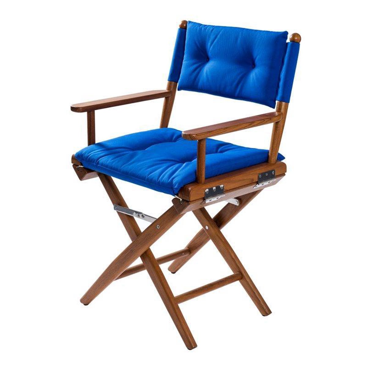 Regisseursstoel Teak DeLuxe met Kobalt Blauwe kussenset