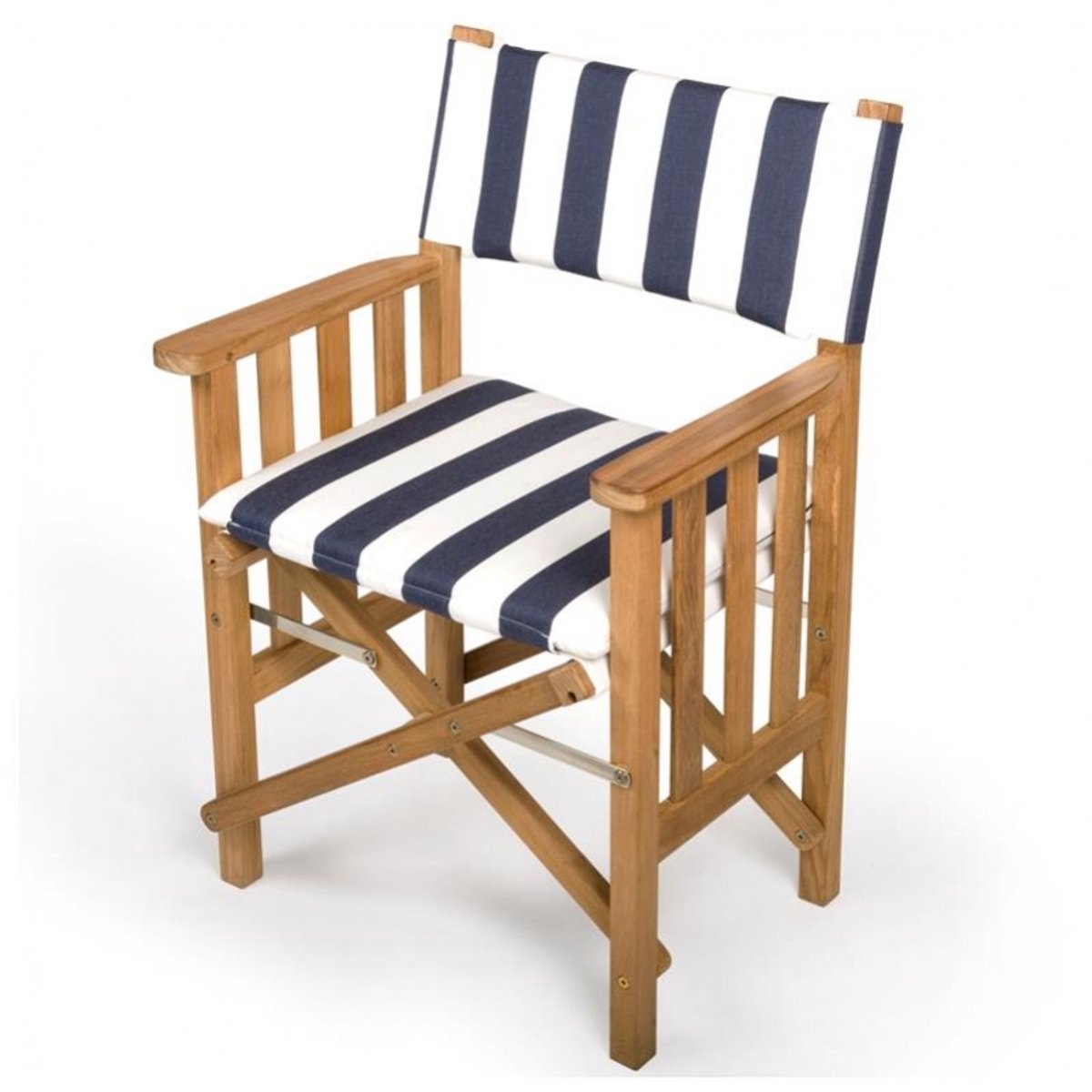 Regisseursstoel II Teak Premium met Navy/Wit kussenset (Geolied)