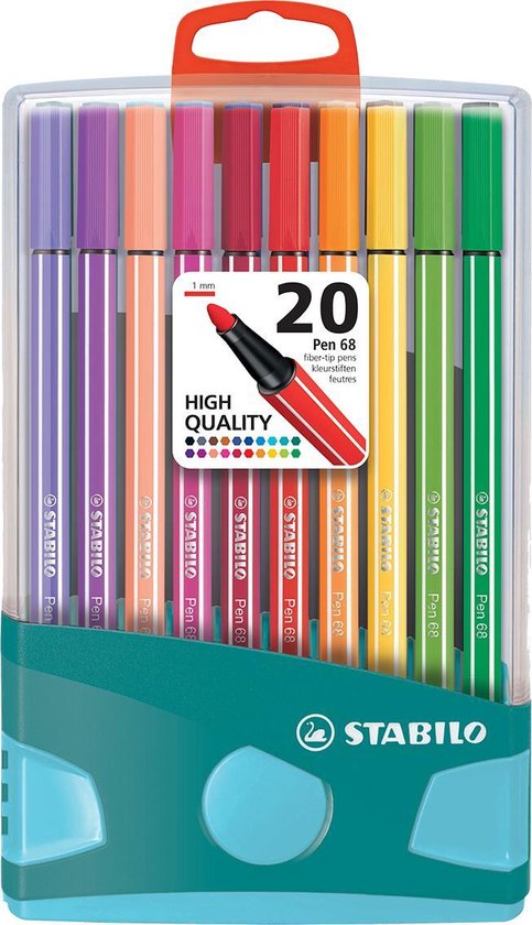NIEUW - Premium viltstiften - STABILO Pen 68 - Colorparade met 20 kleuren |  bol.com