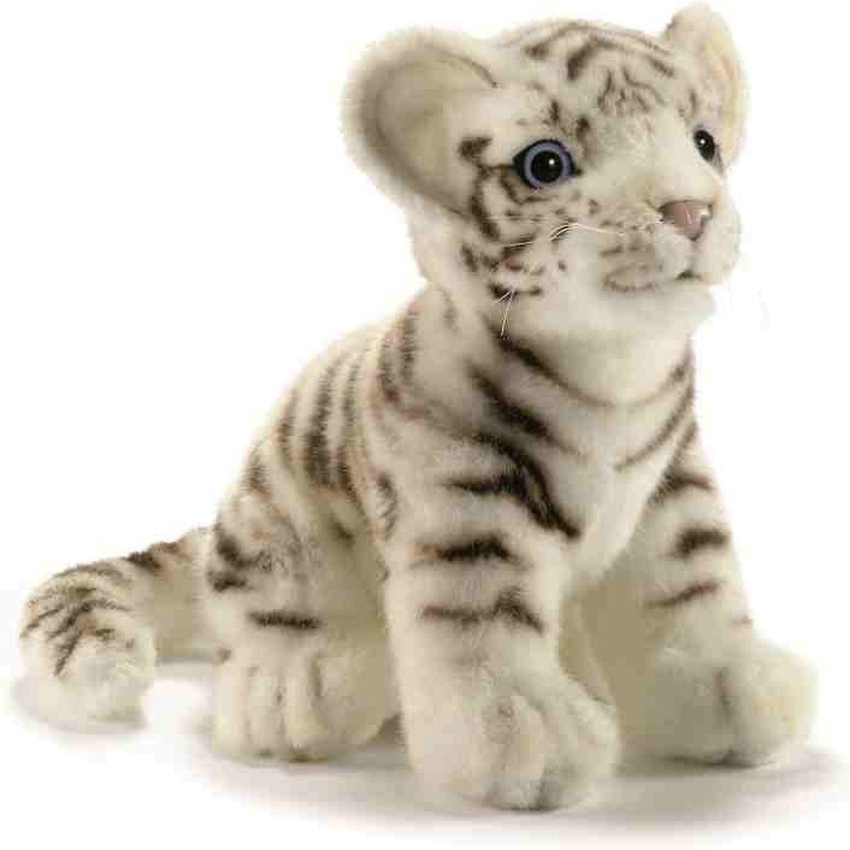Hansa witte tijger knuffel - pup - 18 cm - pluche - zittend - knuffeldier - dierenknuffel