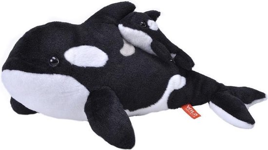 Pluche zwart/witte orka met jong knuffel 38 cm - Zeedieren knuffels -  Speelgoed voor... | bol.com