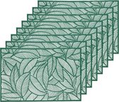 8x Groene bladeren placemats 30 x 45 cm rechthoek - Groen thema tafeldecoraties versieringen