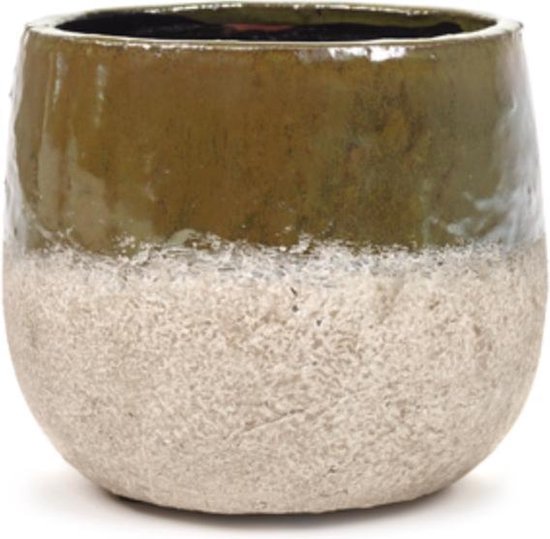 Pot de Fleurs Serax Dip Vert-Beige L 15 cm L 15 cm H 13 cm