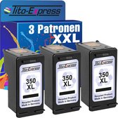 Set van 3x gerecyclede inkt cartridges voor HP 350XL