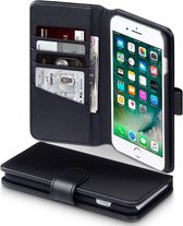 Hoesje voor Apple iPhone 7 Plus en iPhone 8 Plus, MobyDefend luxe echt leren bookcase, Zwart