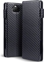 Sony Xperia 10 Plus hoesje - MobyDefend slim-fit carbonlook bookcase - Zwart - GSM Hoesje - Telefoonhoesje Geschikt Voor: Sony Xperia 10 Plus