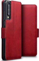 Huawei P30 hoesje - MobyDefend slim-fit echt leren bookcase - Rood - GSM Hoesje - Telefoonhoesje Geschikt Voor: Huawei P30