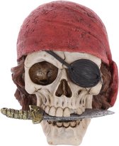 Puckator - Pirate Skull Decoration With Head Scarf And Knife Figure - Halloween