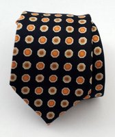 Zijden Stropdas - Blauw met oranje stippen