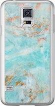 Samsung Galaxy S5 (Plus) / Neo siliconen hoesje - Turquoise marmer