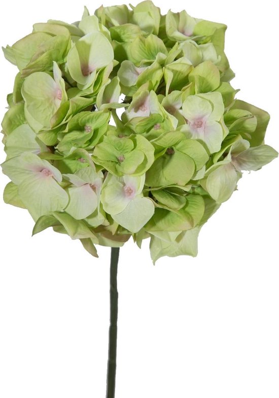 Viv! Home Luxuries Hortensia - zijden bloem - groen roze - 48cm