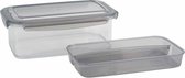 Lunchbox met (bestek) bakje - Antraciet - 1,9L - 24 x 15,2 x 8,8 cm - Voedselbewaar trommel/broodtrommel