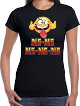 Funny emoticon t-shirt ne ne ne ne ne zwart voor dames XS