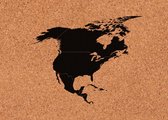 Prikbord kurk | 60x40 cm liggend | Noord-Amerika kaart