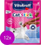 Vitakraft Cat-Stick Mini 3 stuks - Kattensnack - 12 x Schol&Omega