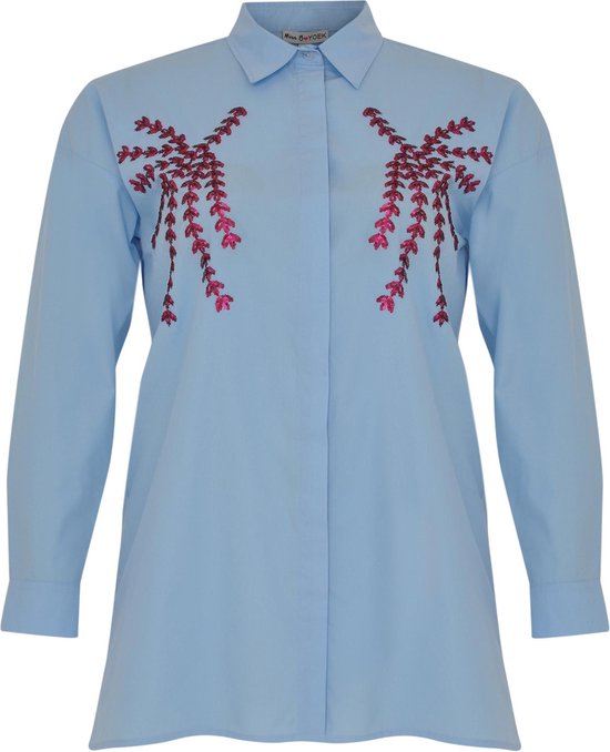 Yoek grote maten blouse dames | lichtblauw maat L| met pailetten | bol.com