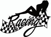 Zwarte sexy dame op Race vlag sticker