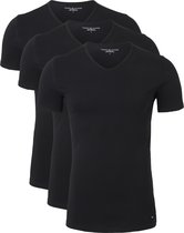 Tommy Hilfiger Cotton stretch T-shirts (3-pack) - heren T-shirts V-hals - zwart - Maat: XXL