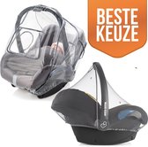 Ted&Tilly Klamboe & Regenhoes Maxi Cosi – Set van 2 - Muggengaas Muskietennet autostoeltjes – Regenhoes - Regen Miezer Insecten – Doorzichtig & Grijs
