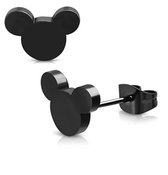 RVS mouse oorbellen zwart 7.5 mm muis