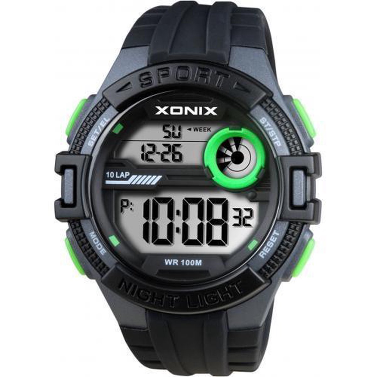 Xonix digitaal horloge Zwart-Groen DAF-004