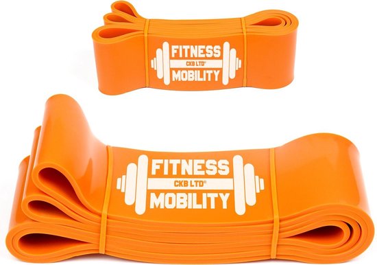 Bande de résistance Oranje 208cm - 80kg - 8,3cm de large - Fitness - Set - Bande de résistance élastique - Câble de résistance - Resistance Power Band Tube - Bandes de fitness