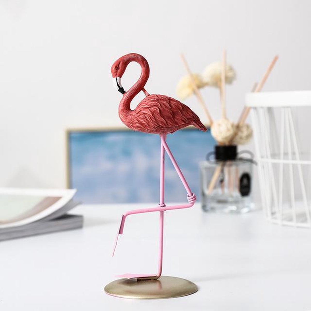 Plagen Motel Nest Flamingo Decoratie Beeld - Woondecoratie - Woonkamer - Roze - Goud - Type 1  | bol.com