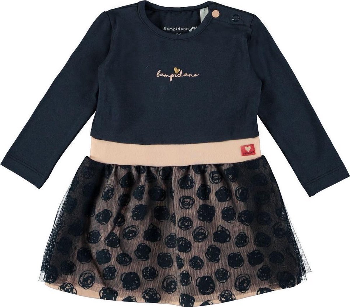 Bampidano Meisjes jurk met tulle rok - navy - Maat 56