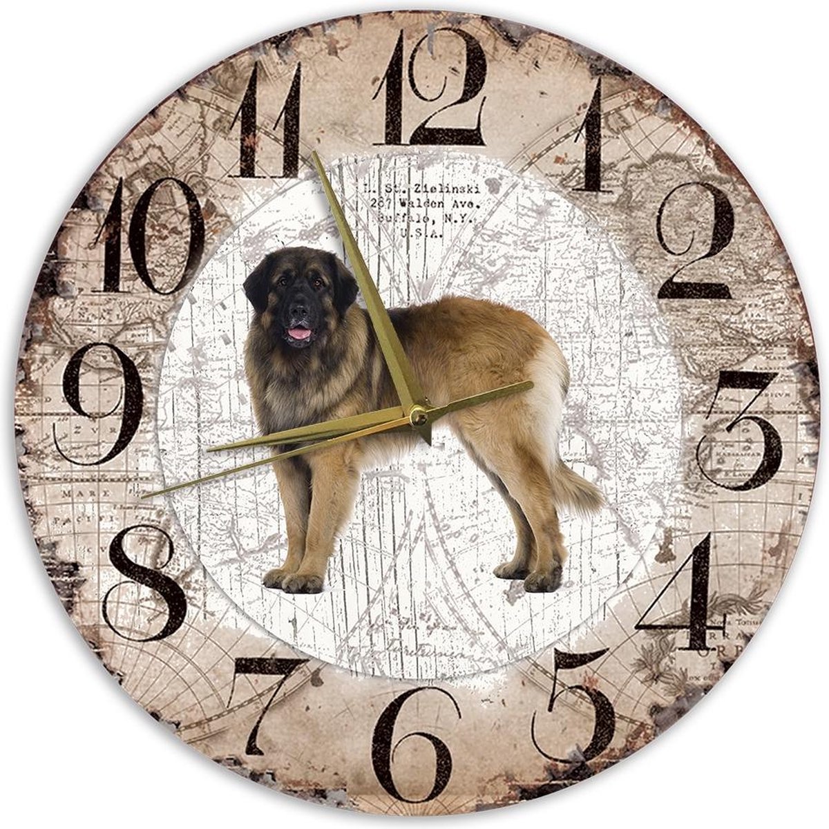 Houten Klok - 30cm - Hond - Leonberger