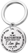 RVS sleutelhanger "To my daughter, I love you" moeder dochter BFF
