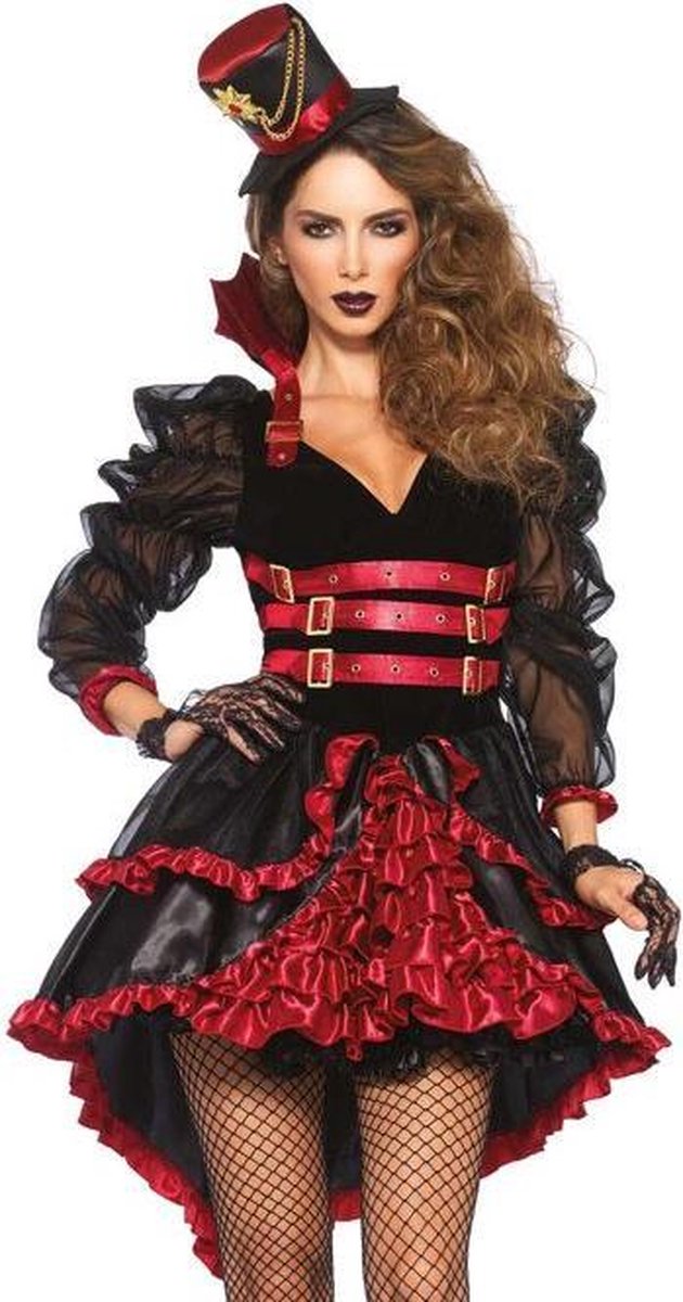 schaal Sta op Bestrooi Zwart met rood burlesk vampier outfit voor dames - Volwassenen kostuums |  bol.com