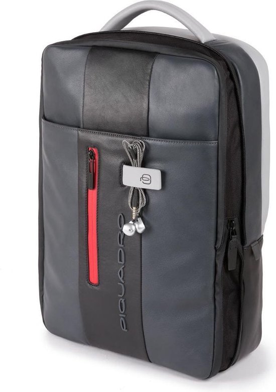Piquadro Urban Expandable Slim Backpack 15.6'' Grey/Black Bestel nu!