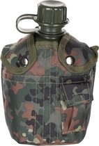 MFH US Army kunststof veldfles, 1 liter, hoes, BW vlekcamouflage, BPA-vrij