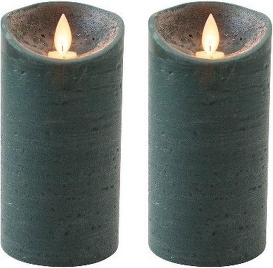 2x Antiek groene LED kaars / stompkaars 15 cm - Luxe kaarsen op batterijen  met... | bol.com