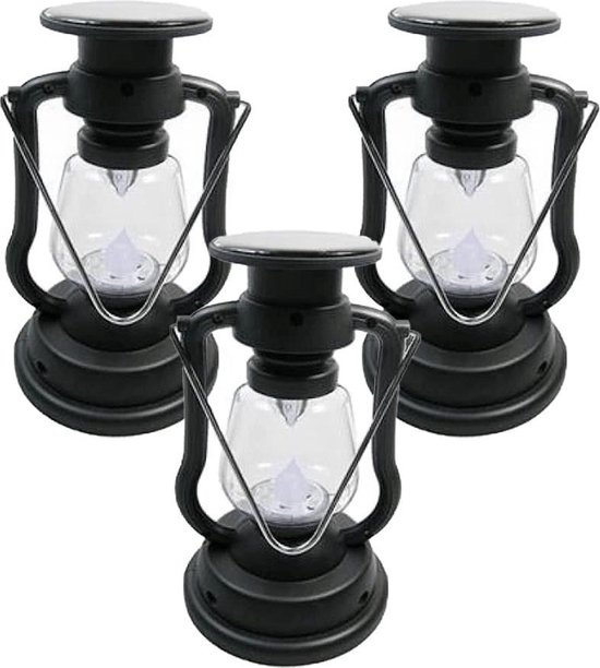 Solar tafellamp 'OiL' - Voordeelset van 3 stuks - Zwart - Warm wit licht -  Windlicht... | bol.com