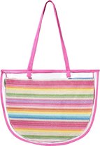 Retro shopper - Roze, multicolor - Ook te gebruiken als strandtas