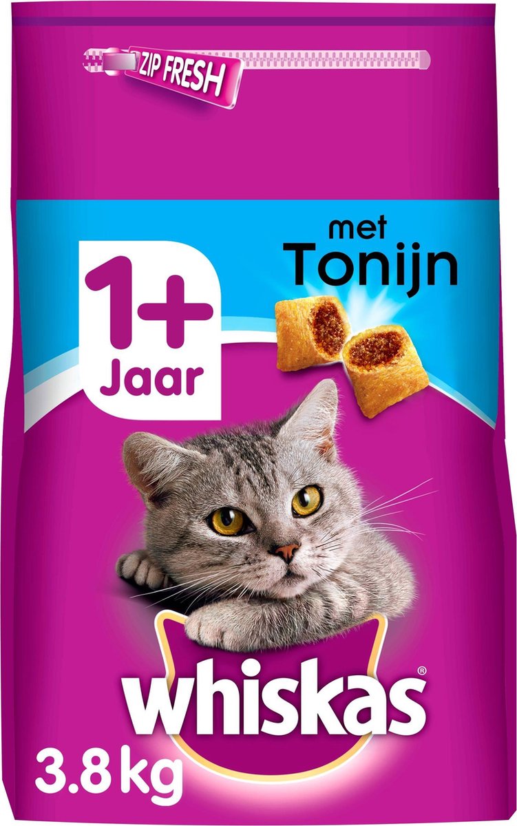 Whiskas 1+ Adult Droge Brokjes - Tonijn - Kattenvoer - 3,8 kg