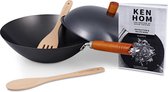 Ken Hom Classic 5-delige Set met Wok Ø 31 cm. in Koolstofstaal en Houten Greep