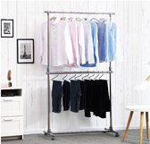 MIRA Home Cloakroom rack - Porte-vêtements - Ajustable - Industriel - Acier inoxydable - Argent - 101-163x49x113-198