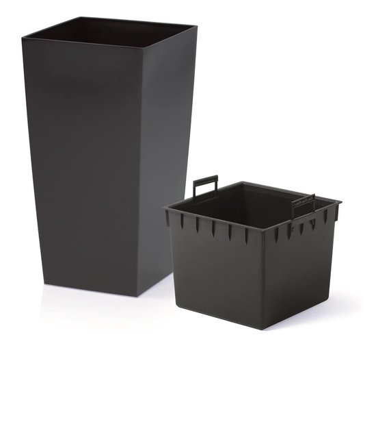 Prosperplast bloempot/plantenpot Urbi met binnenpot - antraciet - 32 x 32 x 61 cm - Kunststof