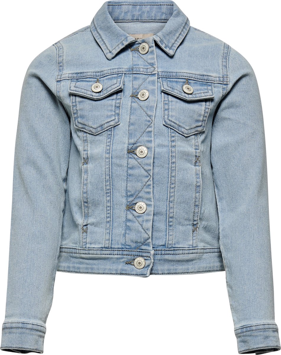 ONLY Konsara Veste Jean Femme Bleu Denim – Coupe Droite Boutons Pression Poches Poitrine