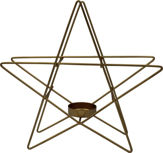 Housevitamin kandelaar 'ster' 22 cm - kaarsenhouder / kaarsenstandaard kerst - goud