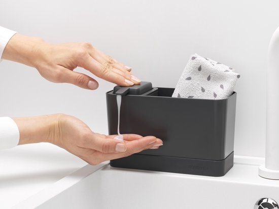 Brabantia SinkSide set pour organiseur espace évier, panier d'évier et distributeur de savon - Dark Grey