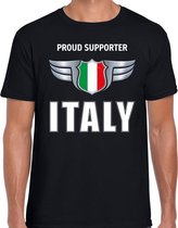 Proud supporter Italy / Italie t-shirt zwart voor heren - landen supporter shirt / kleding - Songfestival / EK / WK S