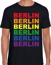 Regenboog Berlin gay pride zwart t-shirt voor heren 2XL