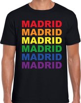 Regenboog Madrid gay pride zwart t-shirt voor heren S