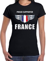 Proud supporter France / Frankrijk t-shirt zwart voor dames L